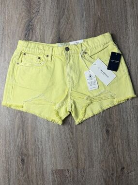 Lucky Brand Distressed Mid Rise Boy Cut Raw Hem Denim Shorts Sz 6 NWT